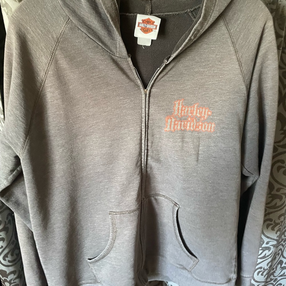 incredibly rare vintage Harley-Davidson zip-up sweater with sick back logo
